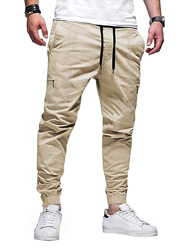Jmierr Men's Joggers - Casual Drawstring Cotton Tapered Sweatpants Stretch Cargo Pants For Men, Us 40(2Xl), Khaki #TOP1