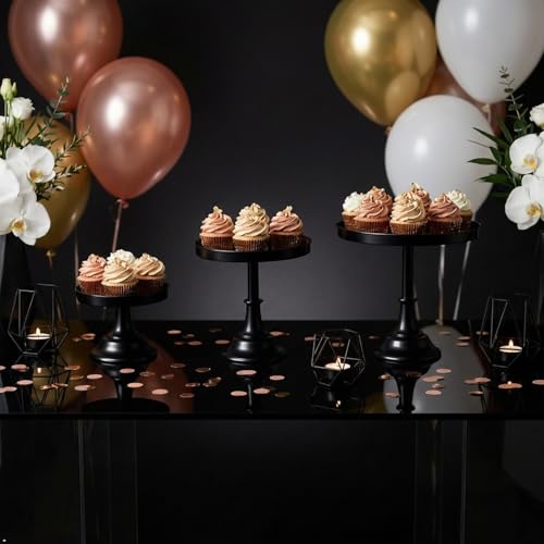 CBBZJY Black 3Pcs Metal Round Cake Stand Set 8/10/12 Inch Dessert Display by CBBZJY - Used condition - Image 5