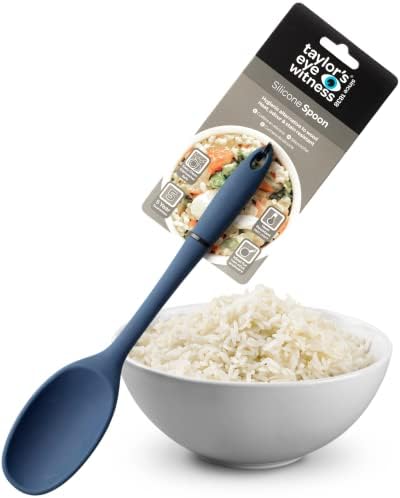 Taylors Eye Witness Large Silicone Denim Blue Stirring Spoon - Dishwasher Safe. Perfect For Non-Stick Pans. Hygienic Alternative To Wood. Odour, Stain & Heat Resistant (260°C/500°F). 5 Year Guarantee.