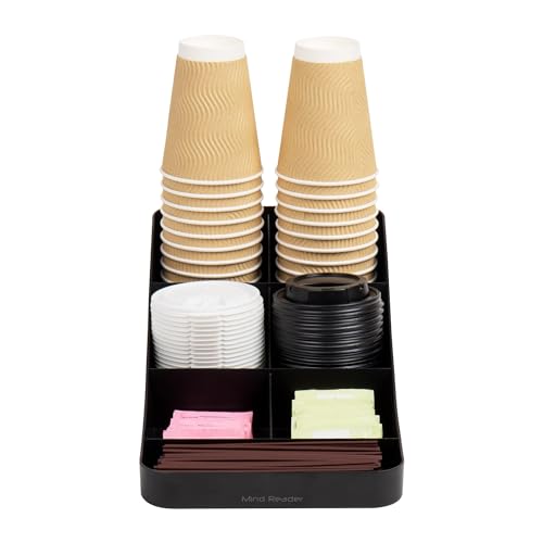 Mind Reader 7-Compartment Coffee Condiment Organizer, Cup and Lid Holder, Countertop Station for Coffee Bar, Breakroom, Kitchen, Set of 2, Black by Mind Reader - Image 4