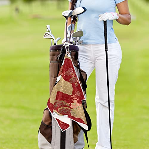 Budxapjw Crane Golf Towel Vintage Print Microfiber Golf Towel 15" X 24" With Carabiner Clip Golf Towel For Men And Women Golf Bags Golf Accessories Great Gift For Golf Fan #TOP6