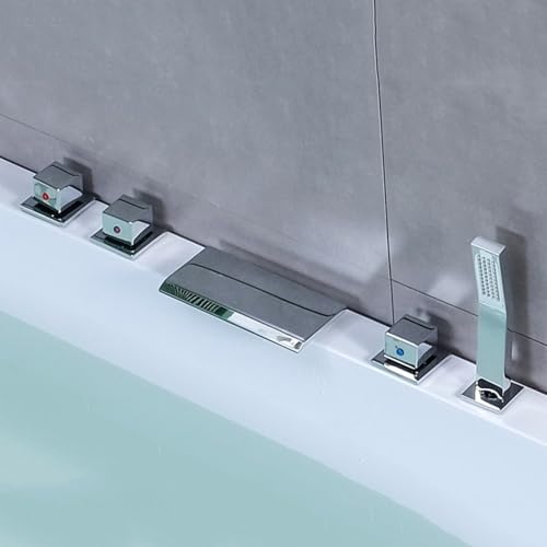 Mitigeur de bain-douche cascade 5 trous pont chromé 2 modes
