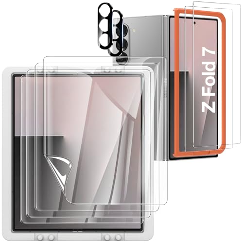 WYQLTD [8 Pack] for Samsung Galaxy Z Fold 7 Screen Protector, 4 Pack Inner TPU Film + 2 Pack Front Tempered Glass Screen Protector + 2 Pack Glass Camera Lens Protector, Anti-Scratch, No Bubbles
