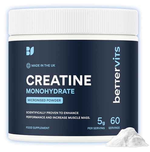Bettervits Creatine Monohydrate Powder, Unflavoured, 60 Servings
