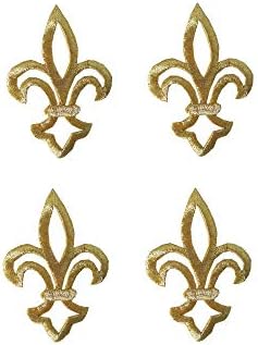 ETDesign #E02311S Lot 4Pcs Gold Fleur De Lis Embroidery Iron On Applique Patch - 1.25"x1.75" inch