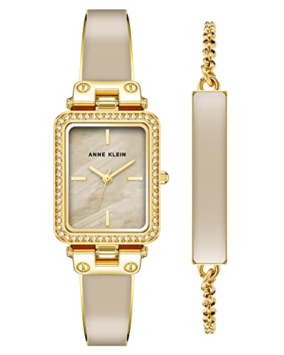 Anne Klein Women's Premium Crystal Accented Bangle Watch and Bracelet