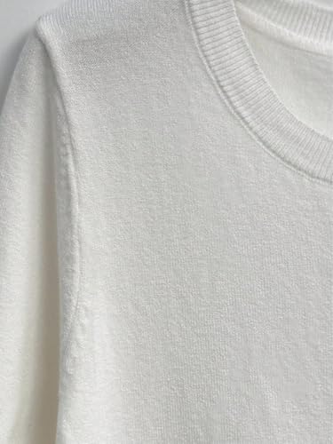 Floerns Women's Casual Crew Neck Sweaters Short Sleeve Ribbed Knit Pullover Tops4