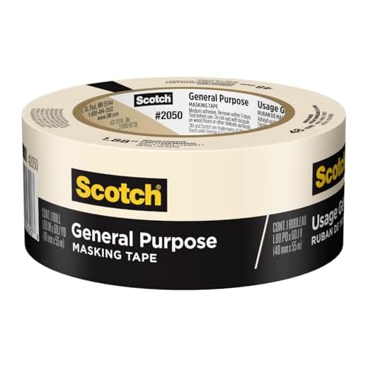 Scotch General Purpose Masking Tape, 1.88 in x 60.1 yd, Beige, Sticks for Up to 5 Days, Removes Easily Without Leaving Sticky Residue, Easy-to-Tear Masking Tape (2050-48MP)