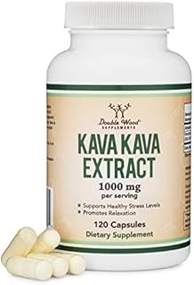 Kava Kava Capsules 1,000mg per Serving, 120 Count (High Purity Potent 3-5% Kavalactones Root Extract) Kava Powder Root Extract for Relaxation (Manufactured in The USA, Vegan Safe) by Double Wood