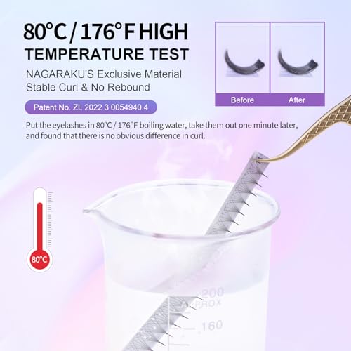 NAGARAKU 5 pudełek 6D Premade Fani rzęs klastry 320 Prefabrykowane wachlarze Podstawa bez nadmiaru kleju Łatwe do usunięcia objętość Rosyjski Fluffy Natural Soft Lash 16 rzędów (0,07 C 9-14 mm)