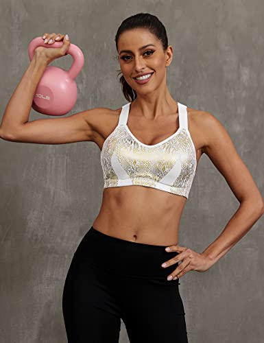 Wingslove Womens Sports Bra High Impact Full Coverage Padded Push Up Workout Bra Cross Back Plus Size Adjustable Exercise Bra (White, 36B) #TOP3