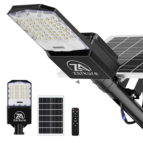 5000W Solar Street Lights Outdoor, 40000mAh IP67 Waterproof Solar Security Flood Lights 7000K 450000LM Super Bright LED Beads Commercial Parking Light with Remote Control for Street, Court, Barn-Black