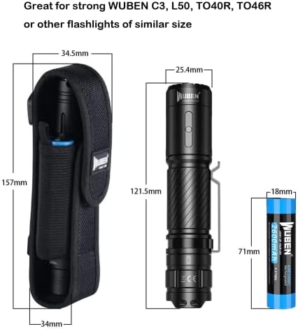 WUBEN Torcia LED Cinturone, Torce Custodia in Nylon Resistente per L50 TO40R TO46R Torcia Holster Fondina (Non includere la Torcia)