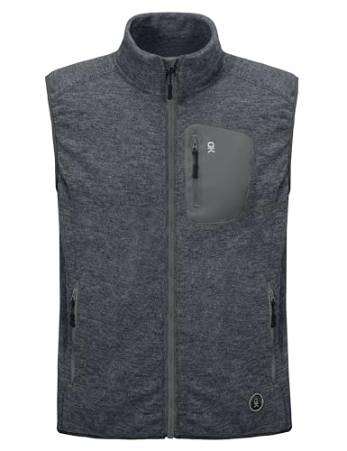 Little Donkey Andy Men's Heathered Fleece Vest, Full Zip Lightweight