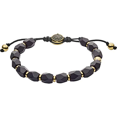 Diesel- Braccialetto di perline tono nero per uomo...