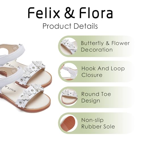 Image of Felix & Flora Toddler Girl Sandals -Flower Girl Dress Shoes Open Toe Little Kid Flats