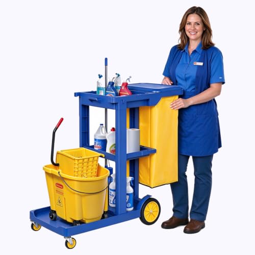 3-Shelf Janitorial Cart with Bag