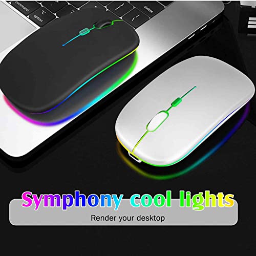 Image of UrbanX 2.4GHz & Bluetooth Mouse, Rechargeable Wireless Mouse for Samsung Galaxy Tab A 7.0 (2016) Bluetooth Wireless Mouse for Laptop /PC /Mac /Computer /Tablet /Android RGB LED Baby Pink