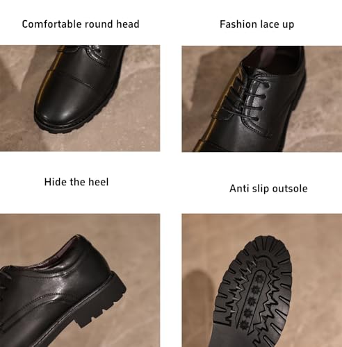 Dress Oxfords Shoes for Men, Vintage Casual Slip-on Hand Stitched Stacked Heel Wide Derby Shoe for Office Work Business Fashion3