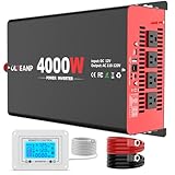 OLTEANP 4000 Watt Power Inverter 12V DC to 110V AC Car Inverter with 4 AC Outlets, 30W Type-C Port, 3.1A USB Port, Remote Controller on LCD Screen, Peak 8000W Car Converter for Truck,Vehicles,Trip
