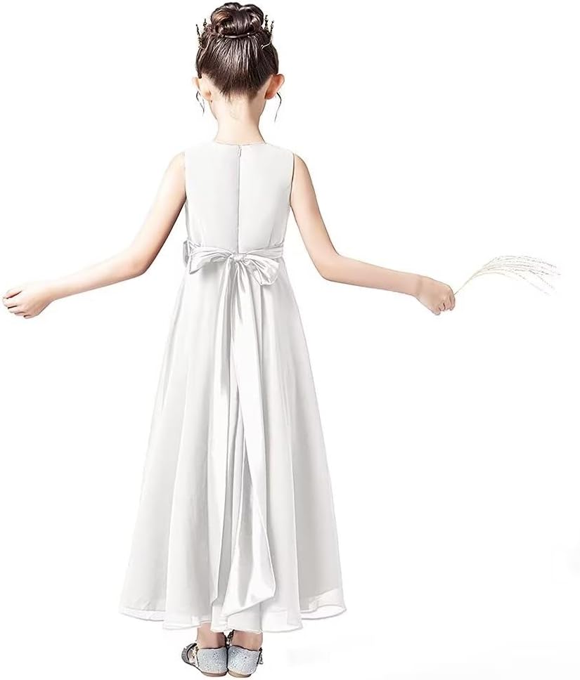Little Juniors Girl Long Bridesmaid Dress Wedding Flower Girls Formal Pageant Party Dresses Chiffon Sleeveless