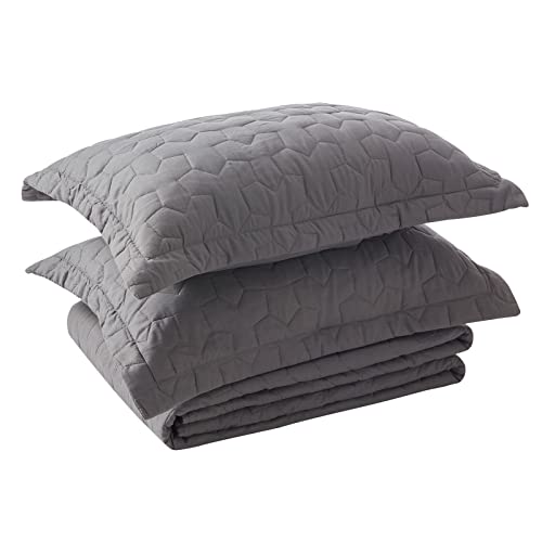 Nexhome Queen Quilt Set Lightweight Bedspreads Soft Microfiber Reversible Quilted Bed Cover Gray Modern Style Leaf Pattern Bedding Set For All Season 3 Pieces (1 Quilt, 2 Pillow Shams) #TOP5