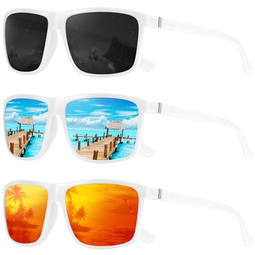 KALIYADI Polarized Sunglasses for Men and Women, Mens Sunglasses Polarized with UV Protection for Driving Fishing Golf (3 Packs)