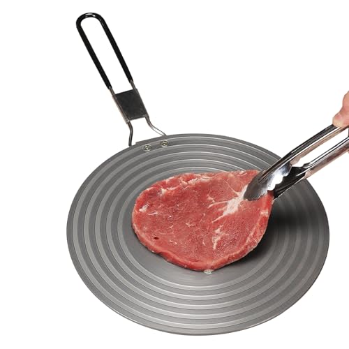 Yallmie 28CM Placa Difusora de Calor, adaptador de inducción de aluminio con Asa Plegable, Adaptador Placa Induccion Placa Adaptadora de Inducción para Sartenes de Vidrio Ollas de Cerámica, Cafetera