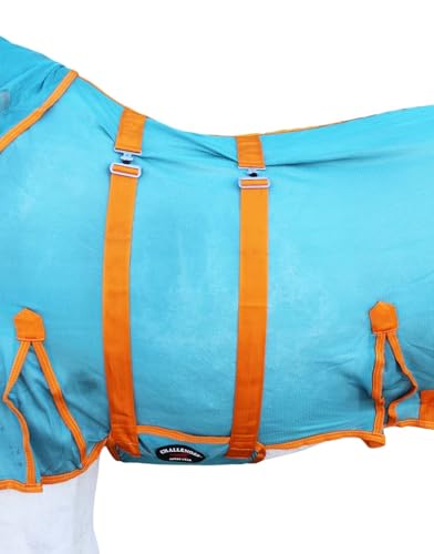 Image of Challenger Horse Mesh Summer Sheet Spring Fly Sheet Airflow Neck Turquoise Orange 73151