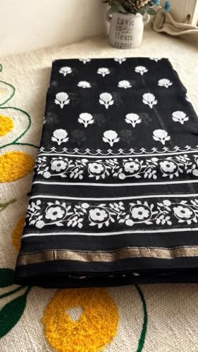 Generic black maheshwari silk saree – image 2