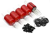 BEZTAT 25mm (1 Inch) Ultra Premium Clear Disposable Tubes w/Red Soft Silicone Grip- 20 Pack, Closed Flat Tip (13FT)