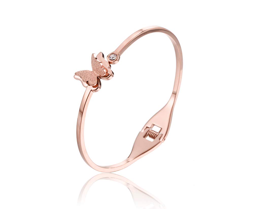 VNOX Womens Stainless Steel Cubic Zirconia Butterfly Matte Finish Adjustable Cuff Engagement Ring/Neckalce (Bracelet(Cuff)) (B07YSBFCSN) Amazon Price History, Amazon Price Tracker
