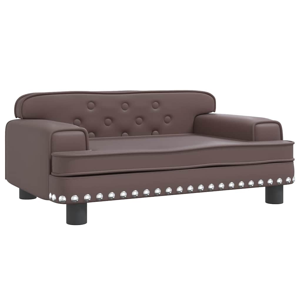 vidaXL Cama para Perros de Cuero sintético marrón 70x45x30 cm, sofá para Perros, Cama para Cachorros, Asiento para Perros, sofá para Mascota
