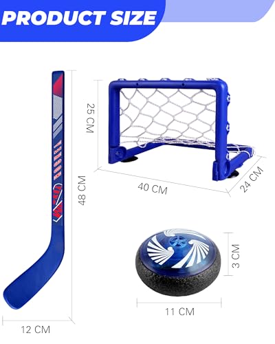 Air-Powered Hockey with Springy Boundaries – Rebounding Air Puck, 2 Mini Goals & Elastic Rope for Unpredictable Fun, Indoor Game for Kids & Families