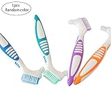 Xiton 1 PC Cepillo De Limpieza Para Dentaduras Postizas Limpiador Dentaduras Premium Herramienta De Limpieza De Dentaduras Postizas Superior Con Cerdas Multicapas Y Mango Goma ErgonóMico(Aleatorio)