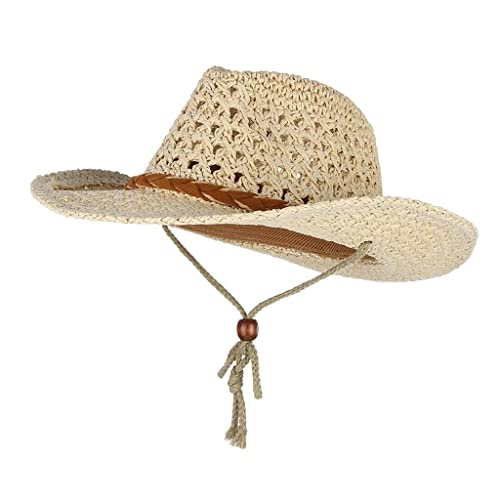 Chapeau de cowboy en paille teinte au thé DuskHaven pour adultes et enfants