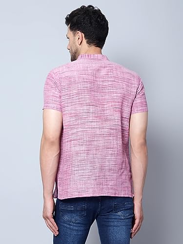 Image of LATEST CHIKAN Men's Cotton Regular Casual Strped Short Kurta Half Sleeves - (SK-LJ.DS.AS)