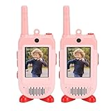 Decumeby Walkie-Talkies für Kinder, 2er-Pack Wiederaufladbare Videoanruf-Walkie-Talkies, Outdoor-Spielzeug mit Großer Reichweite und HD-Kamera für Indoor-Campingreisen (PINK)