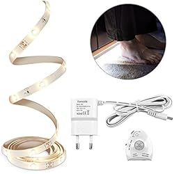 Lampara Con Sensor De Movimiento Y Camara kwmobile Luz LED para cama con sensor - Tira de luz regulable - Cinta de luces con sensor de movimiento - Iluminación en blanco cálido