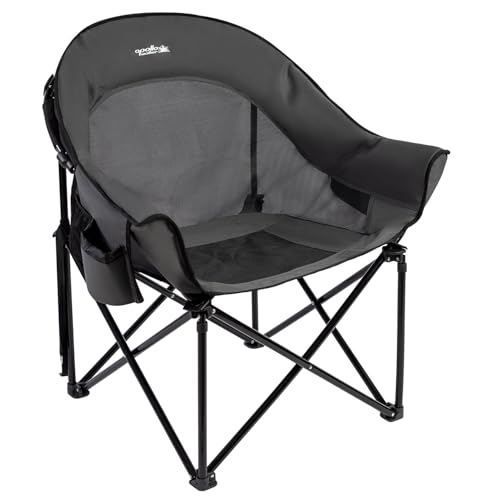 Image of apollo walker Oversized Camping Chair - Heavy Duty XL Padded Camping Chairs with Breathable Mesh, Portable Folding Outdoor Chairs for Adults, Beach Chair with Cup Holder & Side Pocket, Supports 500lbs