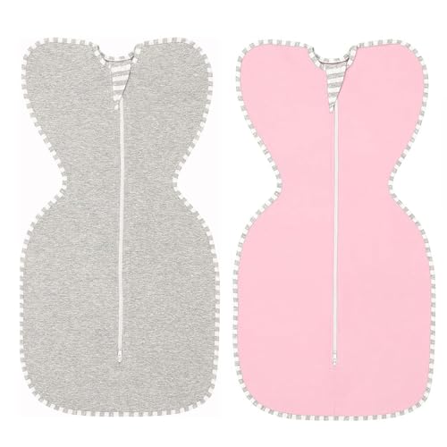 sheful Baby Swaddle Wrap Swaddle Blanket for 0-3 Months Baby Girls Boys Receiving Swaddling Wrap Boys Girls Ultra-Soft Newborn Sleeping Wraps for Infant Baby Gift - Grey and Pink, 2 Pack