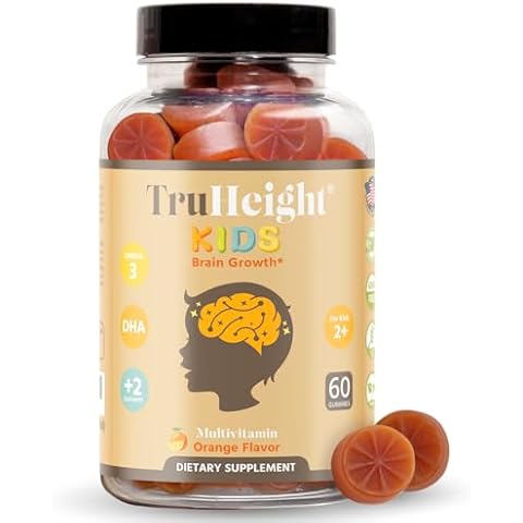 TruHeight Kids Brain Growth Gummies (Ages 2+) All Natural Kids & Toddler Vitamins - Omega-3, DHA Multivitamin - Pediatrician Endorsed Vitamin - Brain & Memory Supplements - Gluten Free Supplement Cover