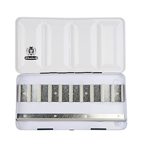 Schmincke – HORADAM AQUARELL Leerkasten für 10 x 15 ml Tuben, 74 910 097, schwarzer Metallkasten mit Mischpalette, zur individuellen Bestückung mit 10 HORADAM Tubenfarben