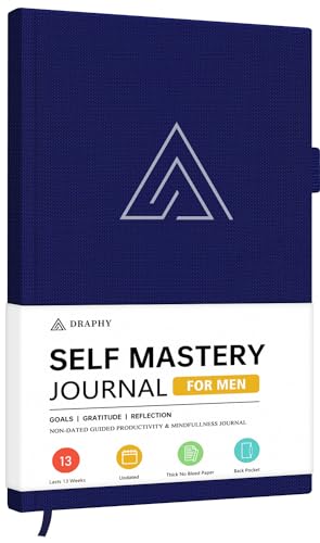 Self-Mastery Journal for Men - Gratitude and Productivity Journal for More Happiness, Positivity, Growth, Mindfulness, Self Care and Reflection - Guided Inspirational Journals for Men & Women (Blue)
