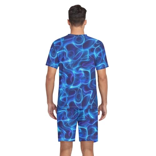 Blue Lightning Men’s Pajama Sets 2 Piece Short Sleeve Sleepwear with Printed Design 5