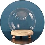 RT-OSXE Vitrine Acrylique Voiture, Modèles Poupées Collection Forme Ronde Couverture Anti-poussière pour L'affichage Mariages Musée Bureau, Base en Bois avec Perle Lampe À LED