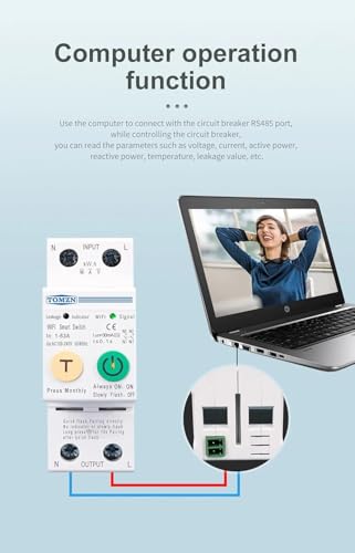 Image of amiciSmart WiFi MCB, Circuit Breaker & Energy Meter with Over Voltage /Load Protection, with Weather-Proof Mount and SmartLife App Compatible (63A)