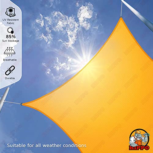 Image of HIPPO Triangle Shade Sail Affordable & Premium 150 GSM Sun Shade UV Block for Outdoor Car Parking Garden (Yellow, 12FTX12FTX12FT)