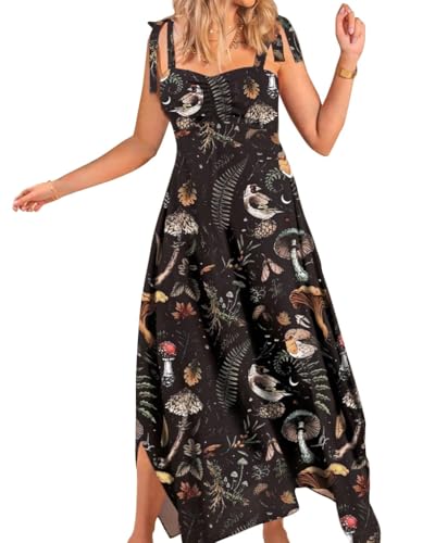 Womens Summer Dresses Sleeveless Casual Sundress with Tie Straps Women's Maxi Beach Dress Vacation Outfits for Woman