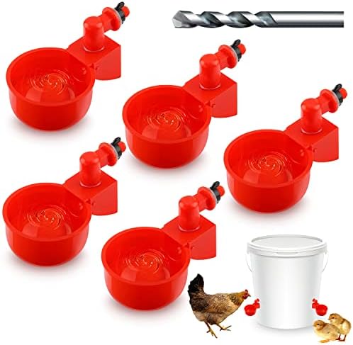 【5 Pack 】 Chicken Water Cups 3/8 Inch Automatic Chicken Water Feeder Chicken Water Bowls Chicken Waterer Chicken Water Feeder Poultry Waterer Feeder Kit for Ducks,Birds,Geese,Quail